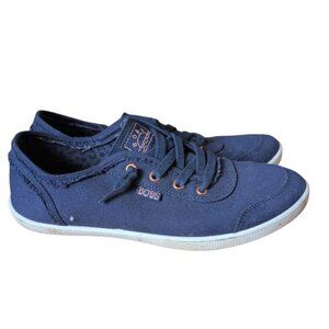 Skechers Ladies Bobs B Cute Slip on Sneakers Shoes Navy Blue Lace up Comfy Shoes